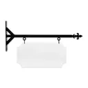 24'' Wide Straight Shaft Bracket in  Black Powder Coated Steel with 10'' Tall X 20'' Wide X .063'' Thick White Aluminum Sign Blank and 2 Black Powder Coated S-Hooks (Fleur De Lis Finial)