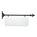 48'' Wide Straight Shaft Bracket in  Black Powder Coated Steel with 16'' Tall X 44'' Wide X .080'' Thick White Aluminum Sign Blank and 2 Black Powder Coated S-Hooks