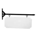 36" Wide Straight Shaft Bracket in  Black Powder Coated Steel with 14" Tall X 34" Wide X .080" Thick White Aluminum Sign Blank and 2 Black Powder Coated S-Hooks (Pineapple Finial)