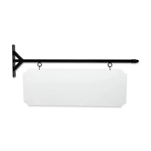 [SBSS-48SBP-KIT44-16-SH] 48" Wide Straight Shaft Bracket in  Black Powder Coated Steel with 16" Tall X 44" Wide X .080" Thick White Aluminum Sign Blank and 2 Black Powder Coated S-Hooks