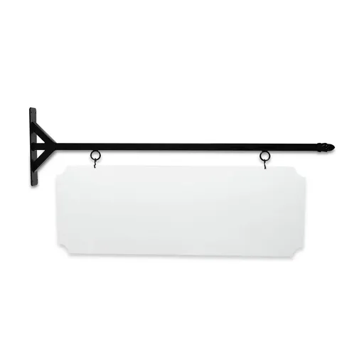 [SBSS-48SGP-KIT44-16-SH] 48" Wide Straight Shaft Bracket in  Black Powder Coated Steel with 16" Tall X 44" Wide X .080" Thick White Aluminum Sign Blank and 2 Black Powder Coated S-Hooks