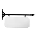 36" Wide Straight Shaft Bracket in  Black Powder Coated Steel with 14" Tall X 34" Wide X .080" Thick White Aluminum Sign Blank and 2 Black Powder Coated S-Hooks (Spear point)