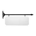 48" Wide Straight Shaft Bracket in  Black Powder Coated Steel with 16" Tall X 44" Wide X .080" Thick White Aluminum Sign Blank and 2 Black Powder Coated S-Hooks
