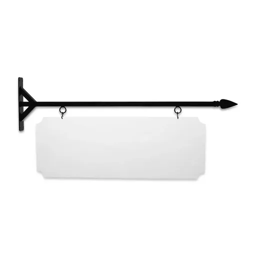 [SBSS-48SGS-KIT44-16-SH] 48" Wide Straight Shaft Bracket in  Black Powder Coated Steel with 16" Tall X 44" Wide X .080" Thick White Aluminum Sign Blank and 2 Black Powder Coated S-Hooks