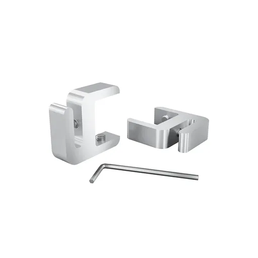 [CLP118A] ''Set of 2,  Clamp, Aluminum Clear Anodized Finish, to Accommodate 1'' to 1-1/8'' Counters. Hold up to 1/4'' material thickness M6 Set screw need 3mm Allen Wrench''