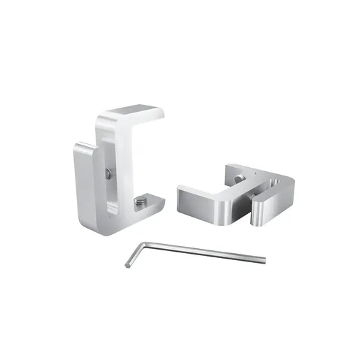 [CLP158A] ''Set of 2,  Clamp, Aluminum Clear Anodized Finish, to Accommodate 1-1/2'' to 1-5/8' Counters. Hold up to 1/4'' material thickness M6 Set screw need 3mm Allen Wrench''