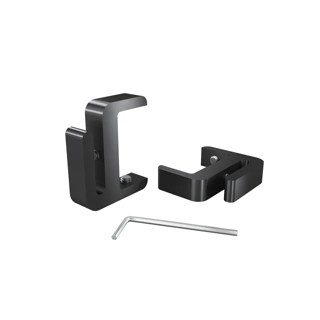 "Set of 2,  Clamp, Aluminum Matte black Anodized Finish, to Accommodate 1-1/2" to 1-5/8" Counters. Hold up to 1/4" material thickness M6 Set screw need 3mm Allen Wrench"