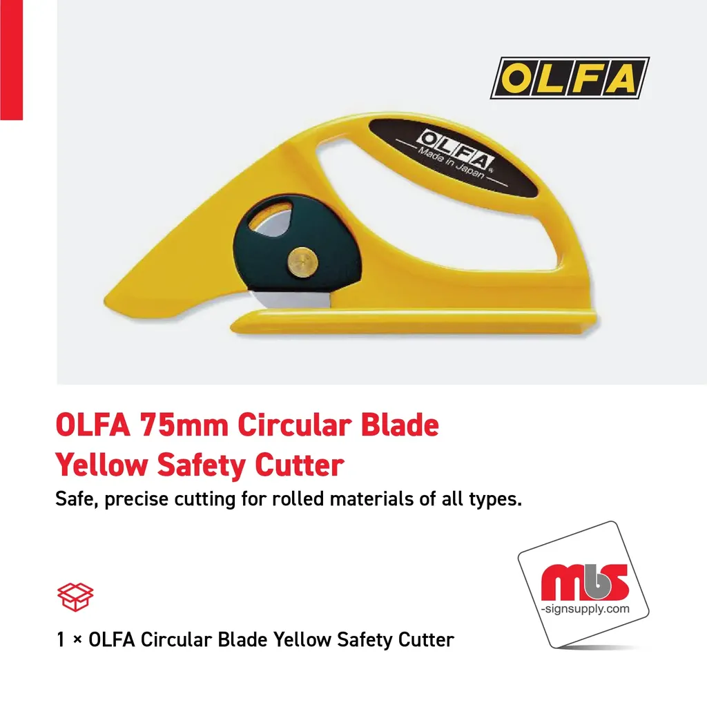 Olfa 75mm Circular Blade Yellow Safety Cutter