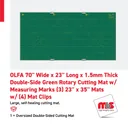 Olfa 70" Wide x 35" Long x 1.5mm Thick Double-Side Green Rotary Cutting Mat w/ Measuring Marks (3) 23" x 35" Mats w/ (4) Mat Clips