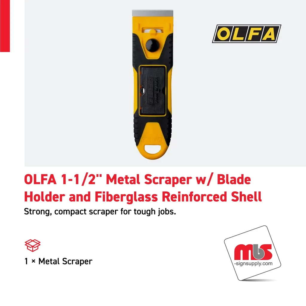 Olfa 1-1/2" Metal Scraper w/ Blade Holder and Fiberglass Reinforced Shell