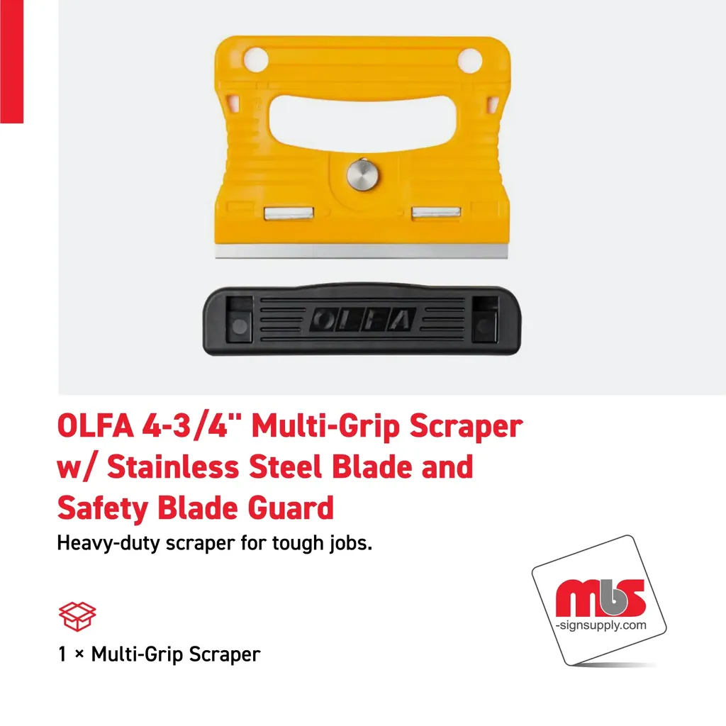 Olfa 4-3/4'' Multi-Grip Scraper w/ Stainless Steel Blade and Safety Blade Guard