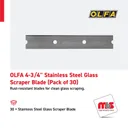 Olfa 4-3/4" Stainless Steel Glass Scraper Blade (Pack of 30)