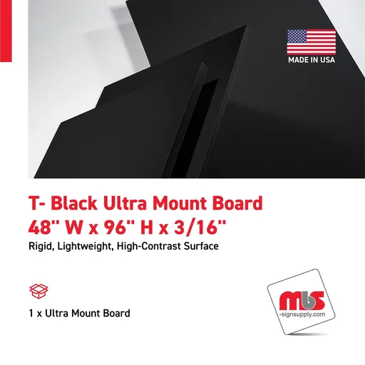 [FC9001-4896B] 48'' W x 96'' H x 3/16'' T- Black Ultra Mount Board