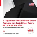 48" W x 96" H x 3/16" T Triple Black FOME-COR with Encore Foam and Non-Coated Paper Facers