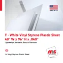 48" W x 96" H x .040 T - White Vinyl Styrene Plastic Sheet