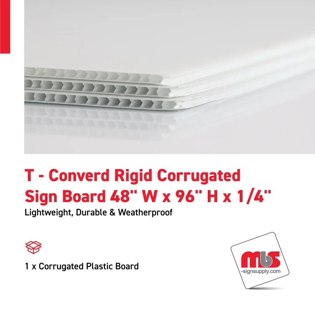 48" W x 96" H x 1/4" T - Converd Rigid Corrugated Sign Board