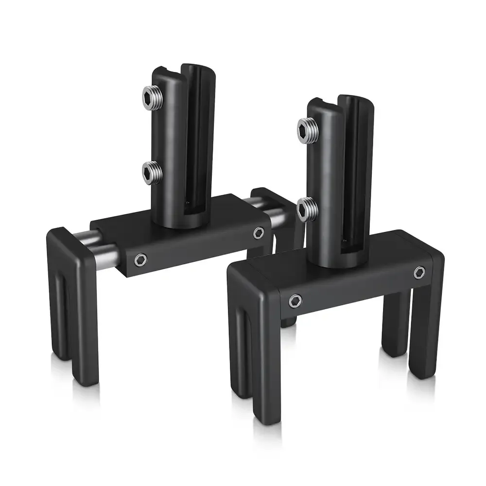 Set of 2, Adjustable Clamp, Aluminum Matte Black Anodized Finish, to Accommodate 1-3/4" to 2-3/8" Cubicle partition. Up to 1/4" material accepted on the fork (included 4x 1" and 4x 2" bolt to adjust to different Cubicle)