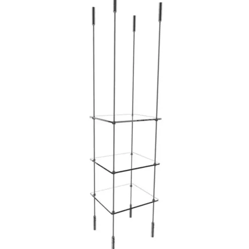 [FGS12-12] Stainless Steel, 3 Shelf, Floating Glass Shelf Kit 12'' x 12''