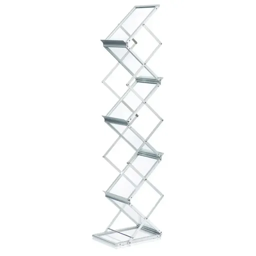 [LSZZB02] Black Steel, Portable Zig-Zag Literature Stand, Double-Sided with 6 Pockets, Accommodates 8.5''x11'' media+ Carry bag 