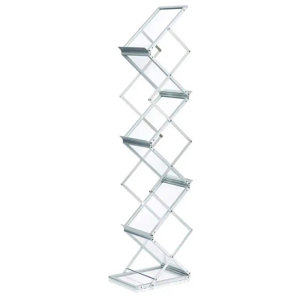 Steel, Black Anodized Literature Stand with 10 Pockets, Accommodates 8.5"x11" Media 