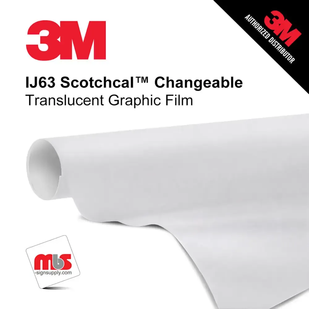 54" x 100 Yards 3M™ IJ63 Scotchcal™ 3.2 Mil Calendered Unpunched 1 year Indoor/Outdoor Matte White Printable Vinyl (Color Code 020)