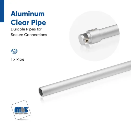 [PIPE-16A] 5/8" Aluminum Clear Anodized Pipe Thick: 1/16" (1.5mm) , Length: 36" (Inside use only)