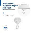 3/4" Pot Magnet with Hook white painted (Inside use only)