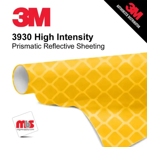 [3M3930-031-4850P] 48" x 50 Yards 3M™ 3930 High Intensity Prismatic Sheeting Gloss Yellow 10 year Punched 17 Mil Graphic Vinyl Film (Color Code 031)