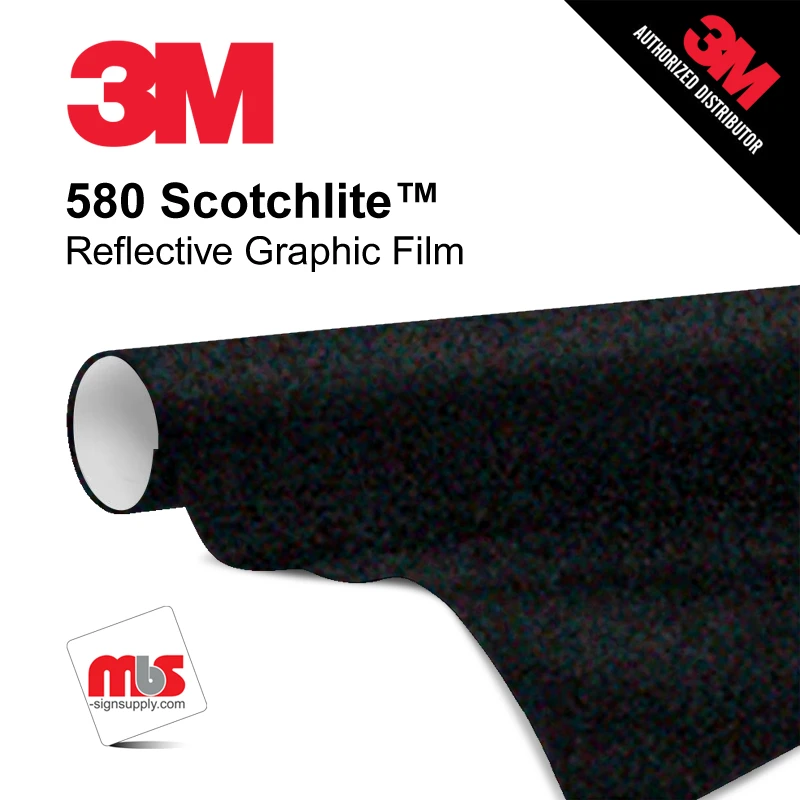 02" x 50 Yards 3M™ 580 Scotchlite™ Gloss Black 5 year Unpunched 7 Mil Graphic Vinyl Film (Color Code 085)